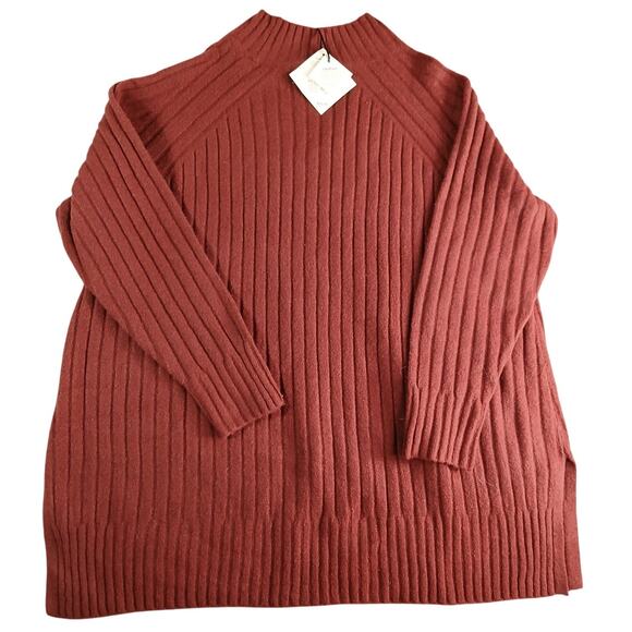 Ava & Viv Sweater Womens 2X Rust Burgundy Ribbed Stretch Plus Size Target NWT - Picture 1 of 8